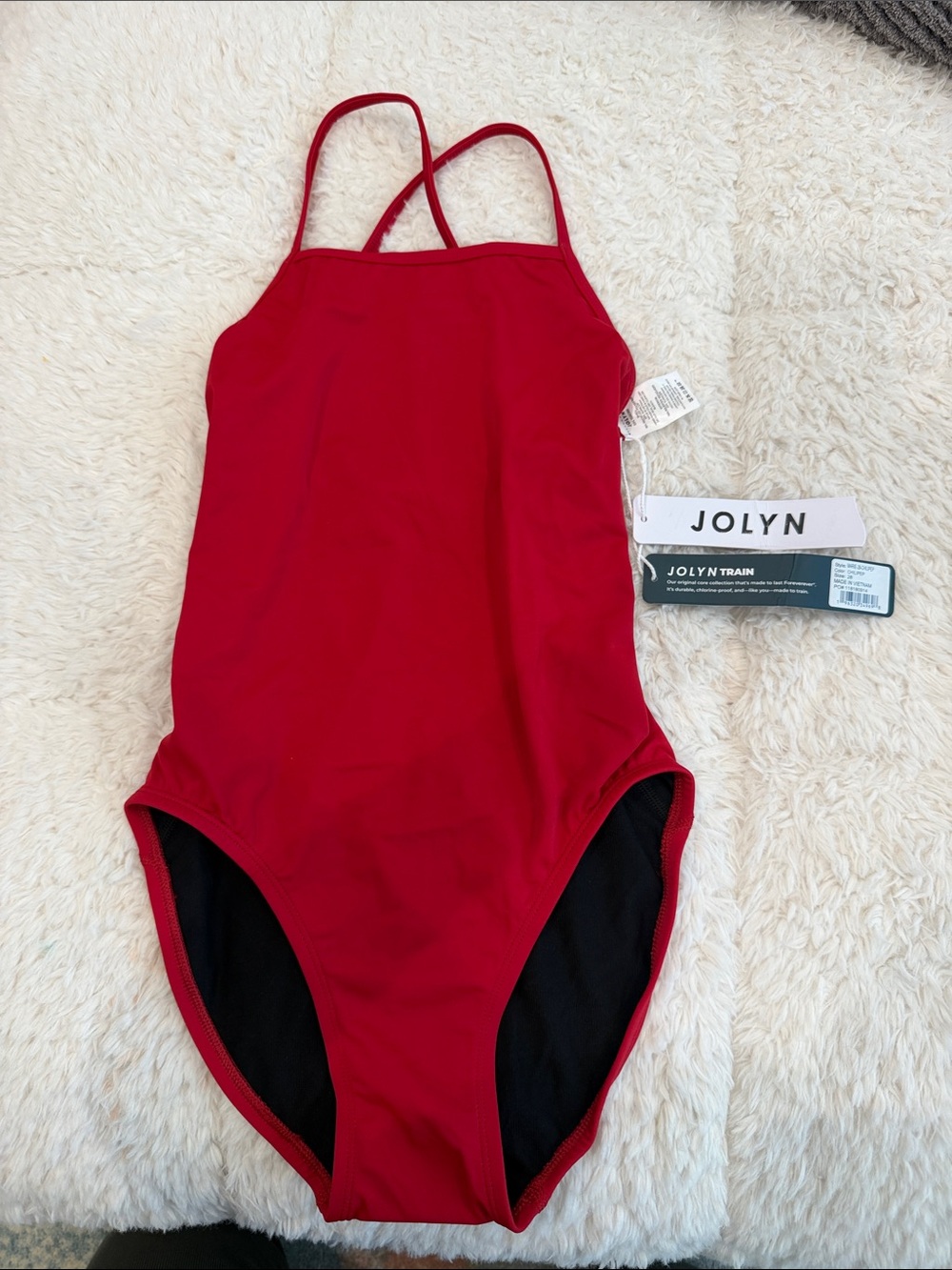 Jolyn Clothing Red Crossback Girls' One-Piece Swimsuit